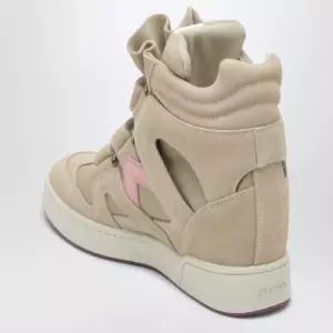 ISABEL MARANT Bekett wedge sneakers in beige/pink suede