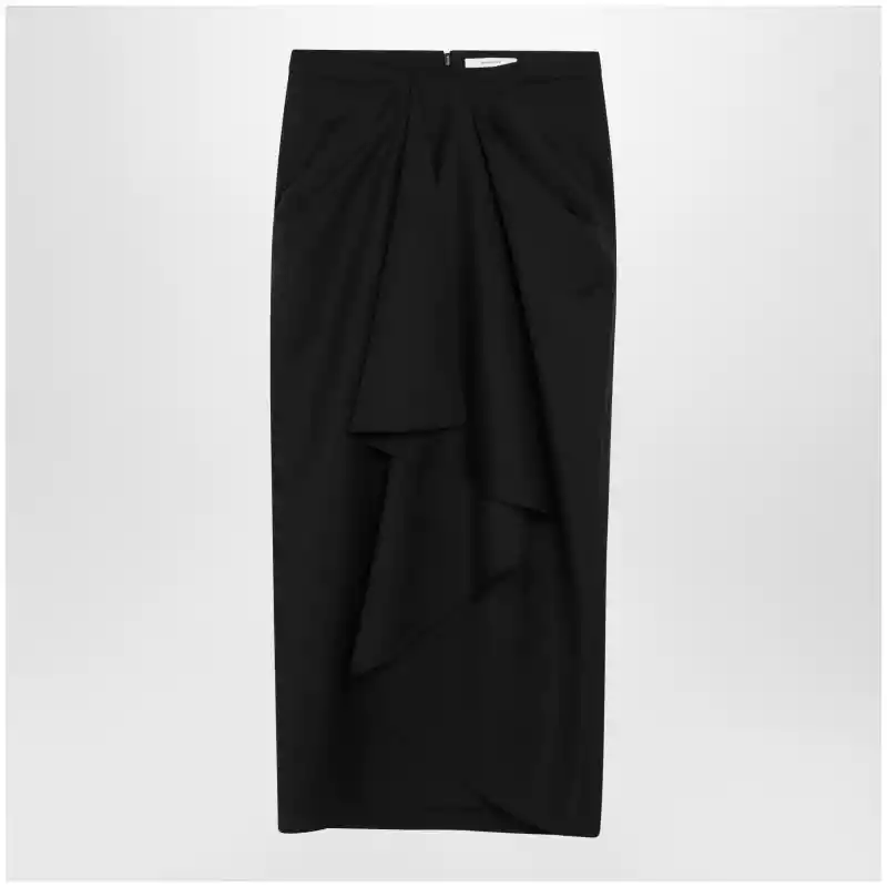 Givenchy Draped skirt in black wool and mohair