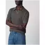 ZEGNA Dark taupe cotton knit polo