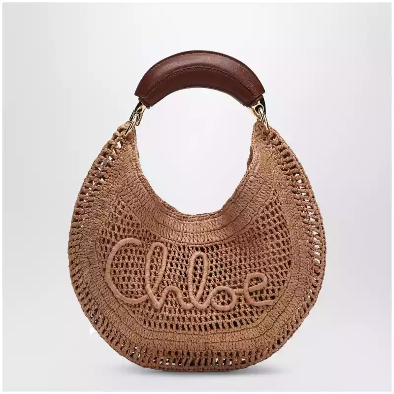 Chloé Borsa Hobo Summer Banana in rafia beige