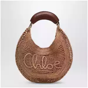 Chloé Borsa Hobo Summer Banana in rafia beige