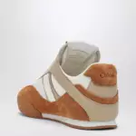 Chloé Kick brown and white sneakers in mesh and leather