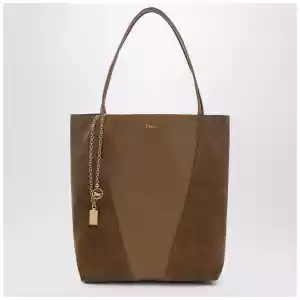 Chloé Spin tote bag in leather and suede khaki