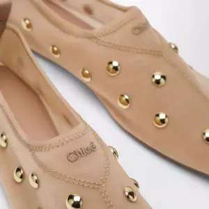 Chloé Rita Blushy Beige ballet flats in transparent mesh