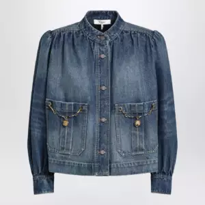Chloé Indigo blue gathered denim jacket