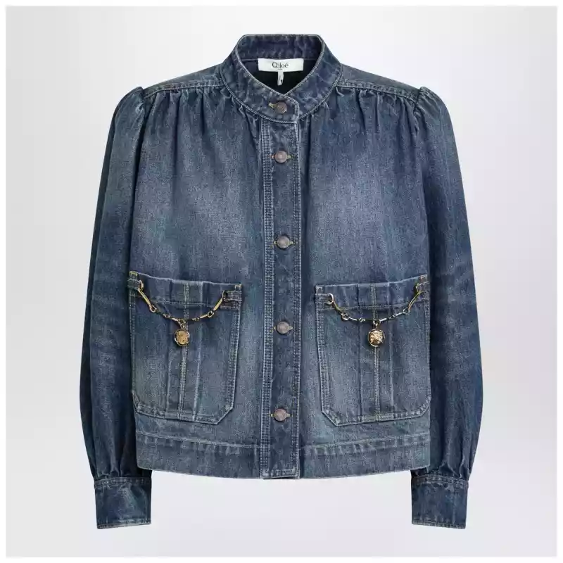 CH26SDV09258_S_CHLOE-4A1.x Chloé Indigo blue gathered denim jacket