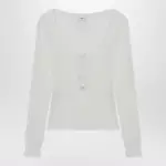 Chloé White Henley cotton jersey top