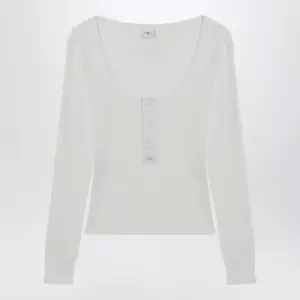 Chloé White Henley cotton jersey top
