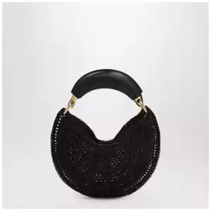 Chloé Mini Summer Banana hobo bag in black crochet with leather details
