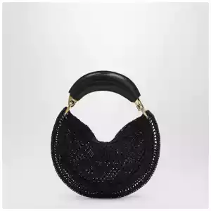Chloé Mini Summer Banana hobo bag in black crochet with leather details