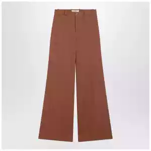 Chloé Flared cotton trousers in nougat colour