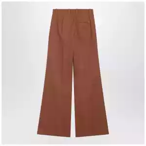 Chloé Flared cotton trousers in nougat colour