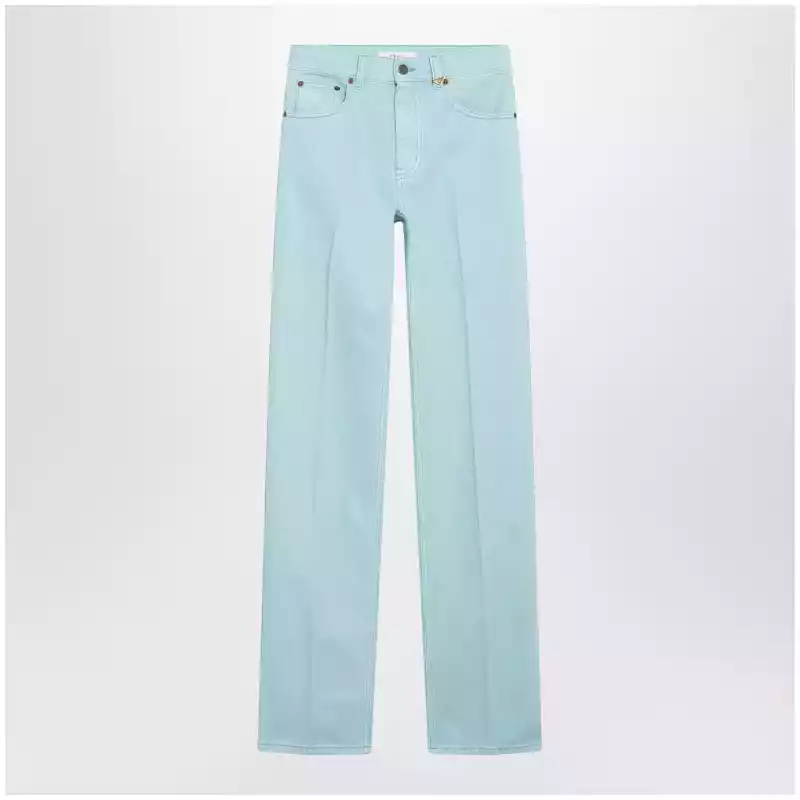 Chloé Straight jeans in turquoise organic cotton denim