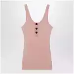 Chloé Fitted Henley tank top in ribbed organic cotton, pink