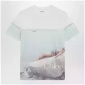 Chloé Crewneck logo T-shirt in cotton jersey, Iconic Milk