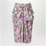 Chloé Midi silk skirt with multicolour floral print