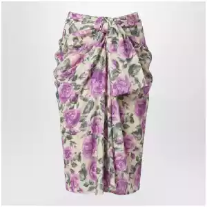 Chloé Midi silk skirt with multicolour floral print