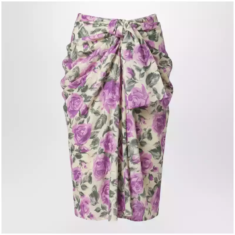 Chloé Midi silk skirt with multicolour floral print