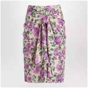 Chloé Midi silk skirt with multicolour floral print