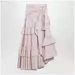 Chloé Long ruffled cotton poplin skirt in pink
