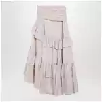 Chloé Long ruffled cotton poplin skirt in pink