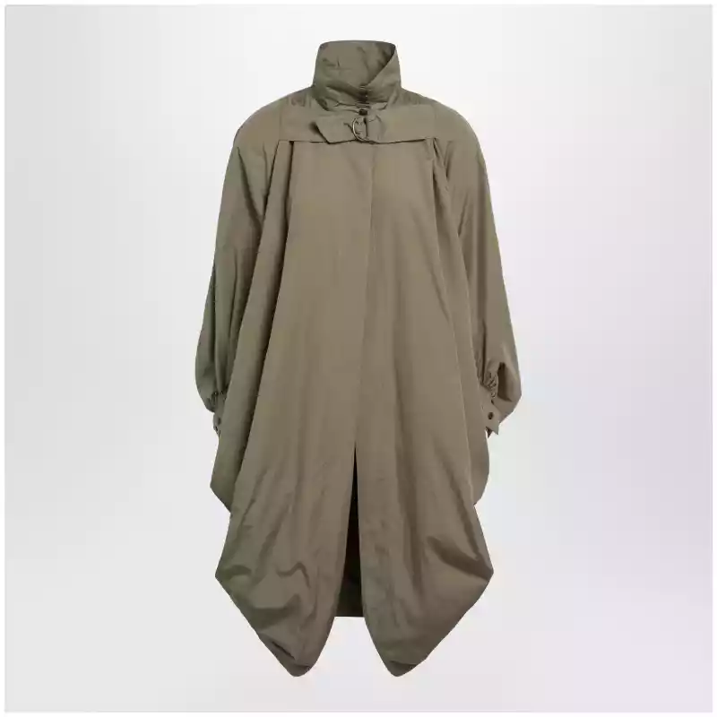 Chloé Oversized cape coat in olive green poplin