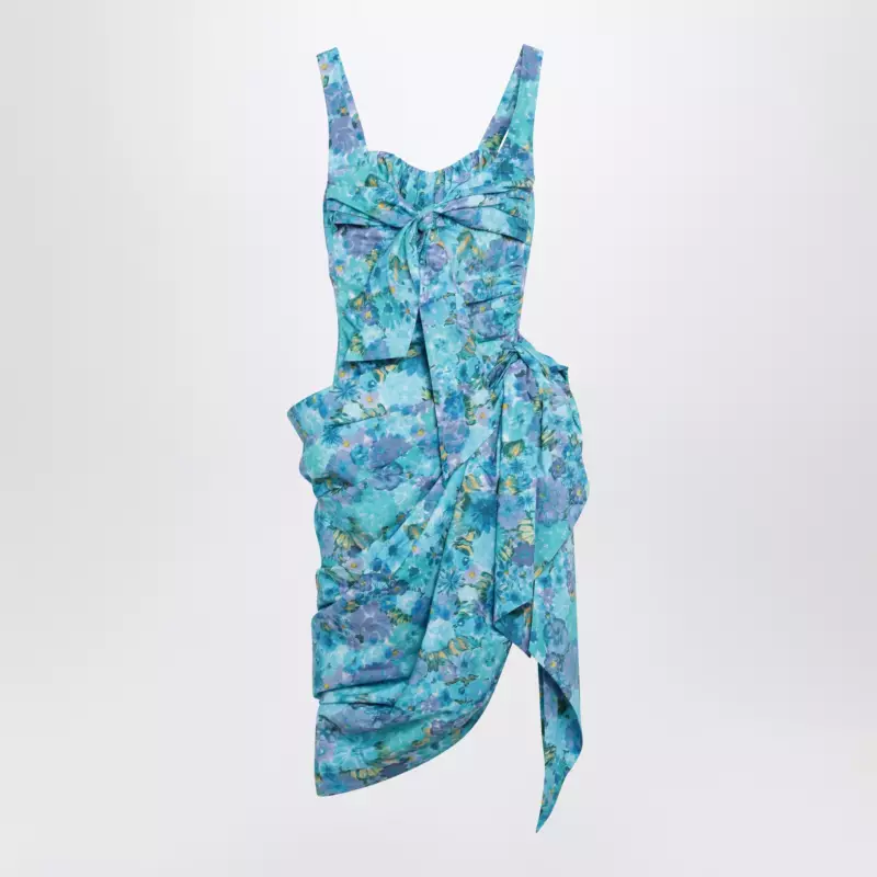 Chloé Sleeveless wrap bustier midi dress in cotton poplin