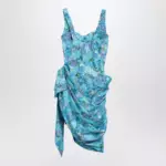 Chloé Sleeveless wrap bustier midi dress in cotton poplin