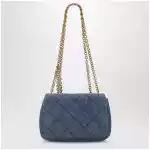 Chloé Heritage small quilted denim shoulder bag in blue