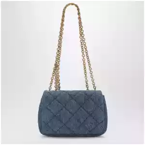Chloé Heritage small quilted denim shoulder bag in blue