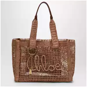 Chloé East-West Summer Banana Tote Bag Summery Beige in Raffia