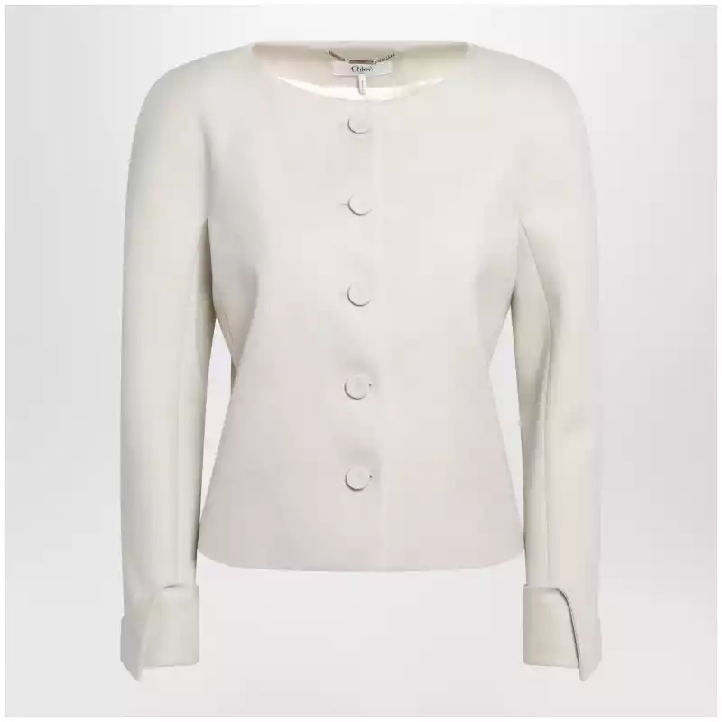 Chloé Fitted jacket in desert brown grain de poudre wool