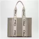 Chloé Medium Woody tote bag in beige canvas