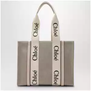 Chloé Medium Woody tote bag in beige canvas