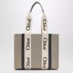 Chloé Medium Woody tote bag in beige canvas