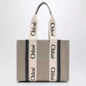 Chloé Medium Woody tote bag in beige canvas
