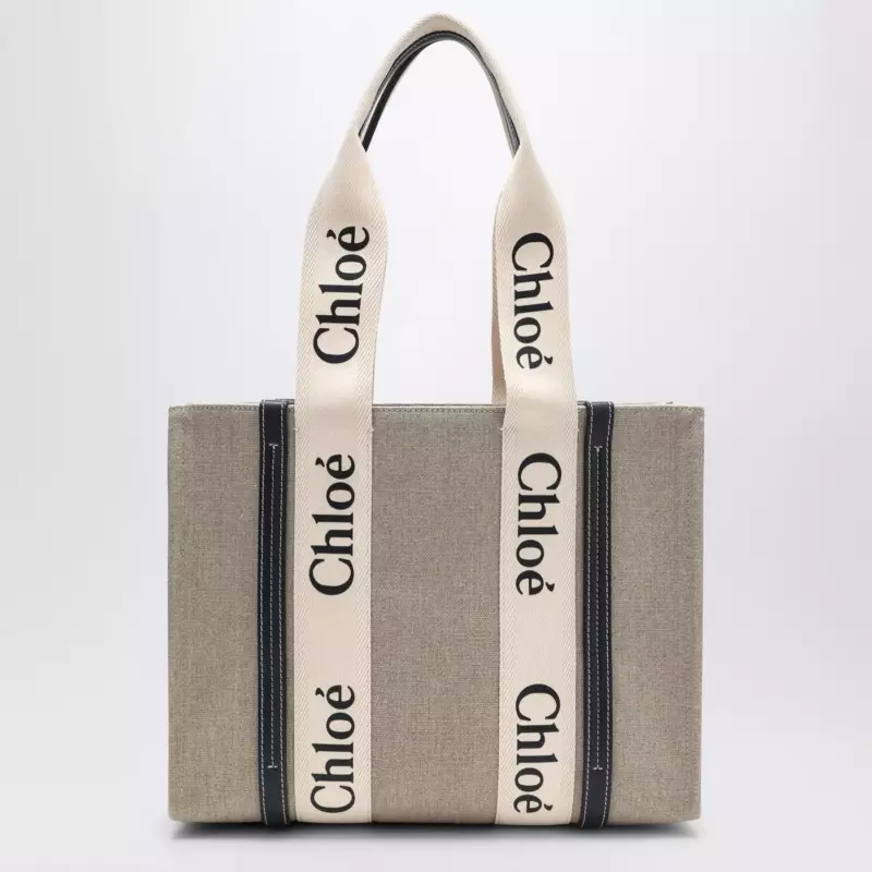 Chloé Medium Woody tote bag in beige canvas
