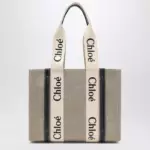 Chloé Medium Woody tote bag in beige canvas