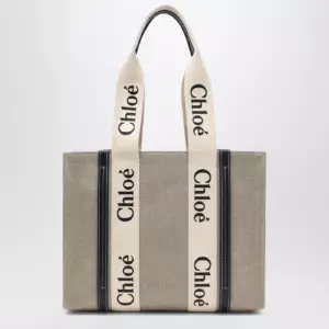 Chloé Medium Woody tote bag in beige canvas
