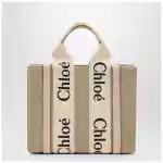 Chloé Woody little bag in beige canvas