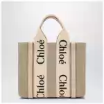 Chloé Woody little bag in beige canvas