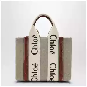 Chloé Woody little bag in beige canvas