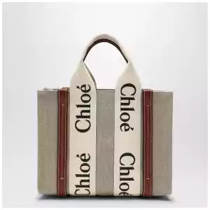 Chloé Woody little bag in beige canvas