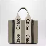 Chloé Woody little bag in beige canvas