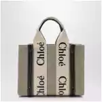 Chloé Woody little bag in beige canvas