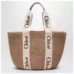 Chloé Woody large basket bag with white ribbon