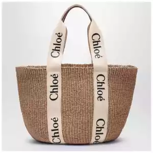 Chloé Woody large basket bag with white ribbon