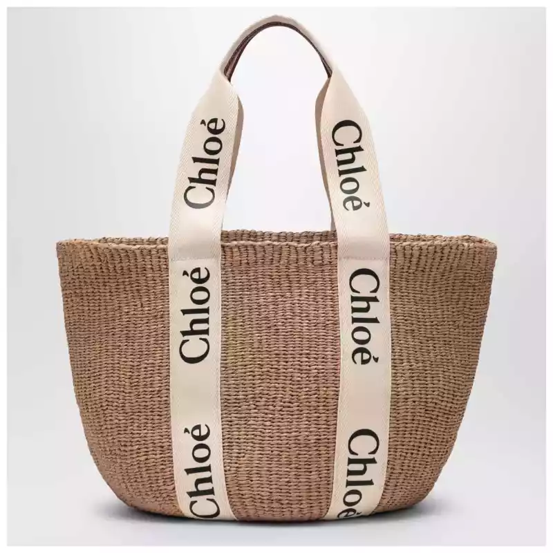 Chloé Woody large basket bag with white ribbon
