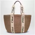 Chloé Woody large basket bag with white ribbon