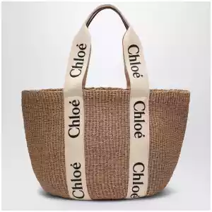 Chloé Woody large basket bag with white ribbon